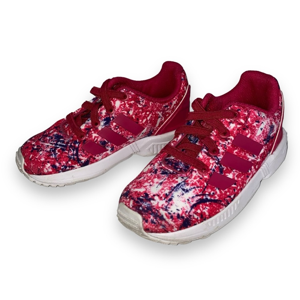 Adidas Originals Girl’s ZX Flux J 'Paint Splatter' Slip On Running Shoes Size 8K